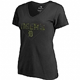 Women's Detroit Tigers Fanatics Branded Black Big & Tall Memorial V Neck Camo T-shirt FengYun,baseball caps,new era cap wholesale,wholesale hats
